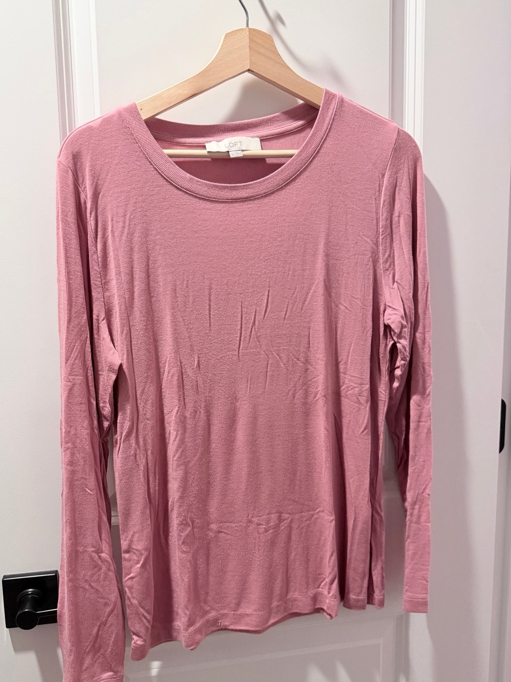 LOFT Long Sleeve Crewneck Top - Rose Pink